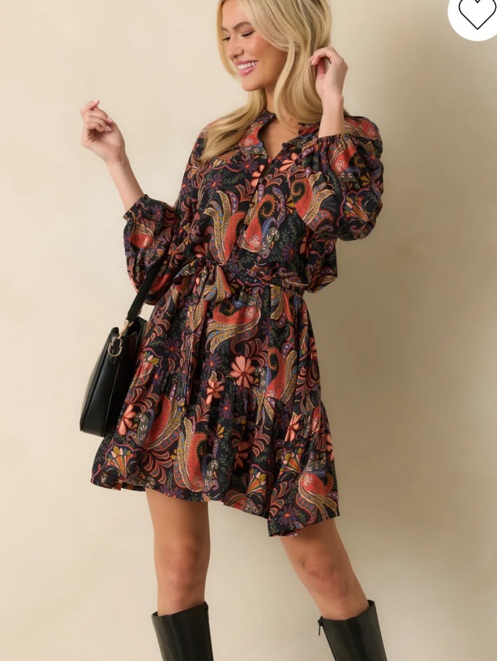 Dress Forum Black Paisley Floral Tiered Maxi Dress with Coral Accents